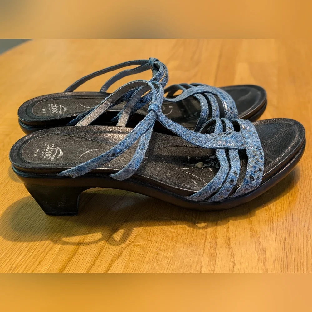 Abeo Grace Navy Blue Mid Heel Sandals Size 10